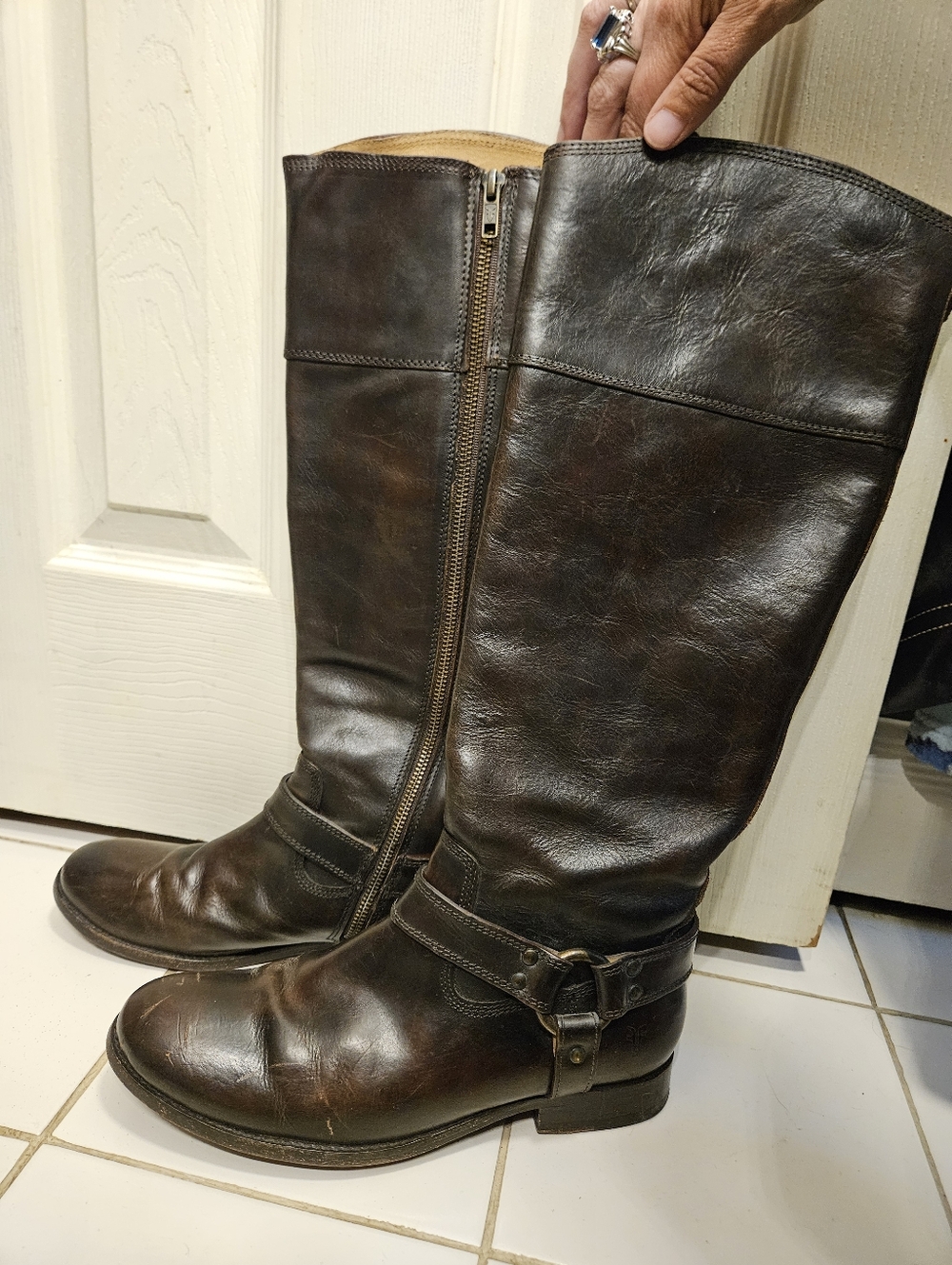 Frye melissa dark brown leather tall boots womens size 9 shoes - Picture 3 of 10